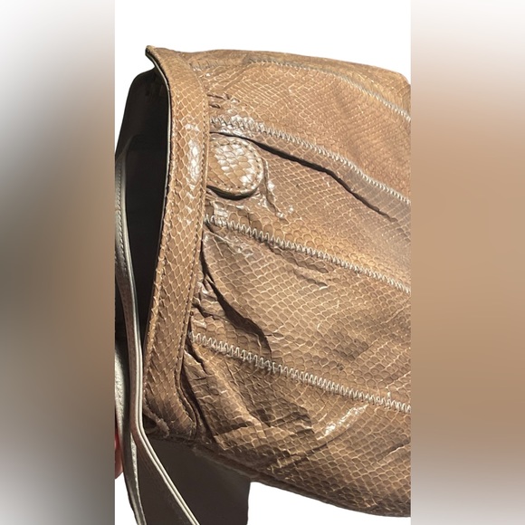 CLEMENTE VINTAGE DESIGNER SNAKESKIN STUNNING METAL BENDABLE RETRACT CLOSURE - Picture 7 of 10